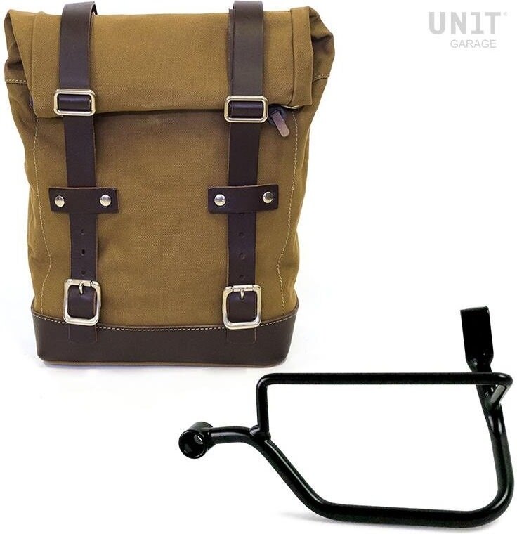 ■詳細説明Article Number：U001-1017SXSide pannier with Left subframeSide pannier made by hand in Italy in top quality waterproofwaxedcanvas.Simple and pure with beautiful details in 3mm thick leather trim.Itattaches easily to our sub frame with the quick releasesystemCod.U000 already installed on the back of the bag. Withtheincluded key the quick release system can be closed， lockingthebag to the frame. It is big enough to easily fit a 15' laptop，andis equipped with a large zipped pocket on the front for easyaccessto your phone and documents.Colours：Beige waterproof waxed canvas with Brown leather trim.Green waterproof waxed canvas with Brown leather trim.Black waterproof waxed canvas with Brown leather trim.Black waterproof waxed canvas with Black leather trim.height 32 cm， extendable in height up to 45 cm， width 24 cm depth13cm.10L - 14L1，95kgFrame made of steel treated with a matt black epoxy.It is mounted on the left side of the bike. Specially designedtointegrate seamlessly with the rest of the bike. Ready to hostourquick release system， beautiful and minimal even when the bagisnot mounted. It comes complete with screws and can bemountedeasily on the bike in the original configuration， with orwithoutpassenger frame. All accessories are compatible with eachotherexcept when specified otherwise.It can be used comfortably with the passenger on board.NB： Compatible with： Street Twin 900 (2016 until now)In order to offer you the best we constantly improve ourproductdetails. The images may refer to a previous version.■注意点※取扱説明書が付属する場合は、外国語となります。※輸入商材の為、納期が遅れる場合がございます。あらかじめご了承ください。※メーカー都合により商品の仕様変更がある場合がございます。ご了承ください。　※画像はイメージです。