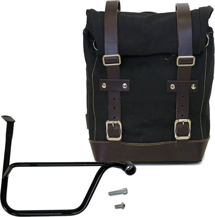 UNIT GARAGE ユニットガレージ Unit Garage SIDE PANNIER CANVAS + RIGHT SUBFRAME TRIUMPH SPEED TWIN， Black-Brown | U001-1020DX-Black-Brown サイドバッグ 車体用バッグ・ケース