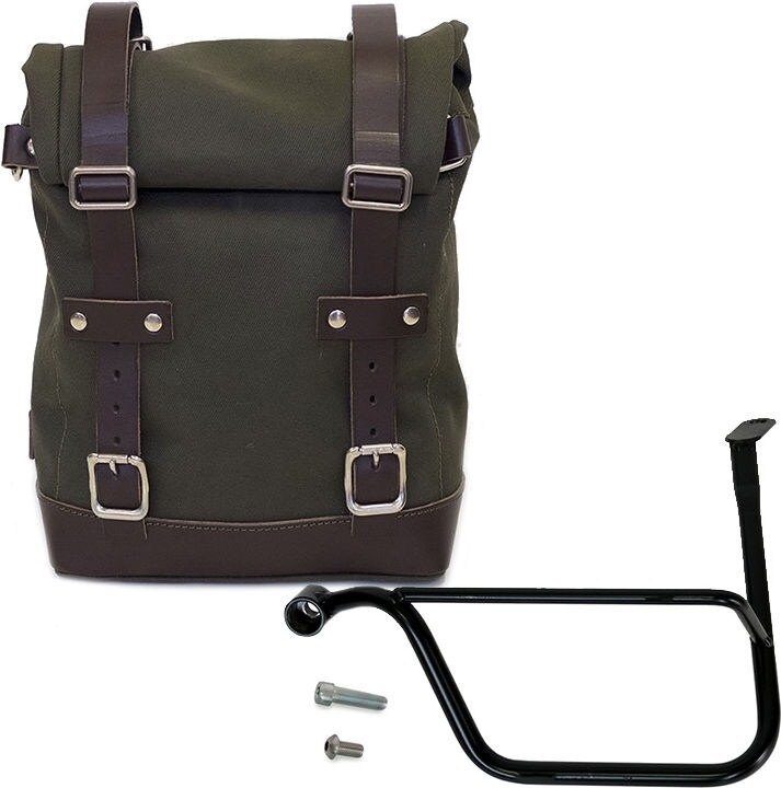 Saddle Bag - UNIT GARAGE ユニットガレージ Unit Garage SIDE PANNIER CANVAS + LEFT SUBFRAME TRIUMPH SPEED TWIN， Green-Brown | U001-1020SX-Green-Brown サイドバッグ 車体用バッグ・ケース
