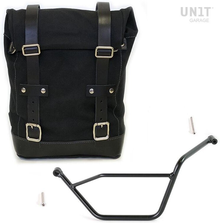 UNIT GARAGE ユニットガレージ Unit Garage Side Pannier Canvas + Left Subframe Bmw GS 850/1100/1150 e ADV， Black/Black | U001+1524SX-Black-Black サイドバッグ 車体用バッグ・ケース