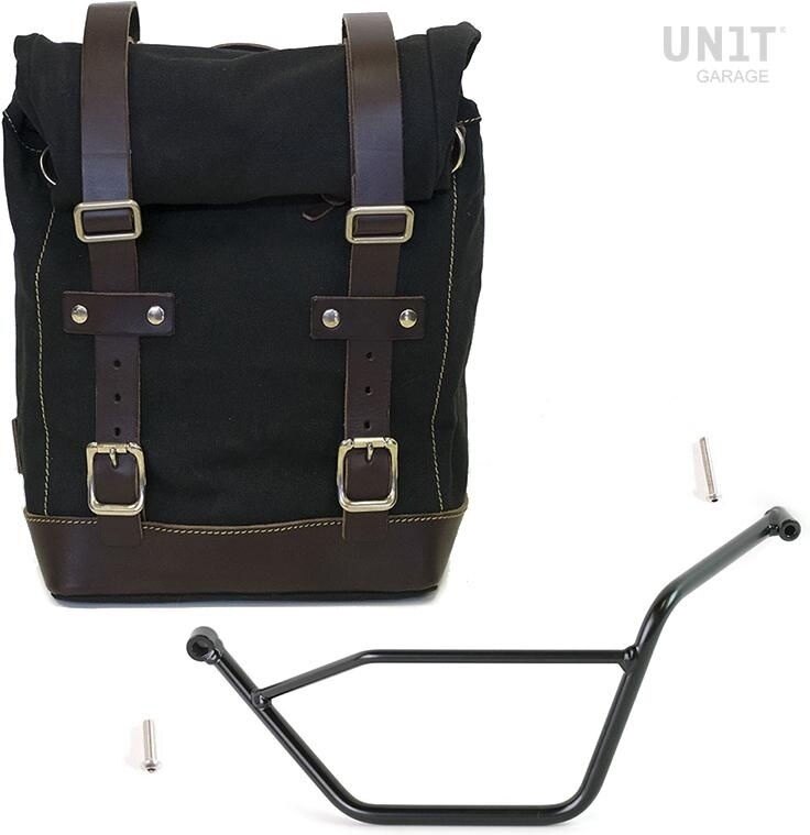 UNIT GARAGE ユニットガレージ Unit Garage Side Pannier Canvas + Left Subframe Bmw GS 850/1100/1150 e ADV， Black/Brown | U001+1524SX-Black-Brown サイドバッグ 車体用バッグ・ケース