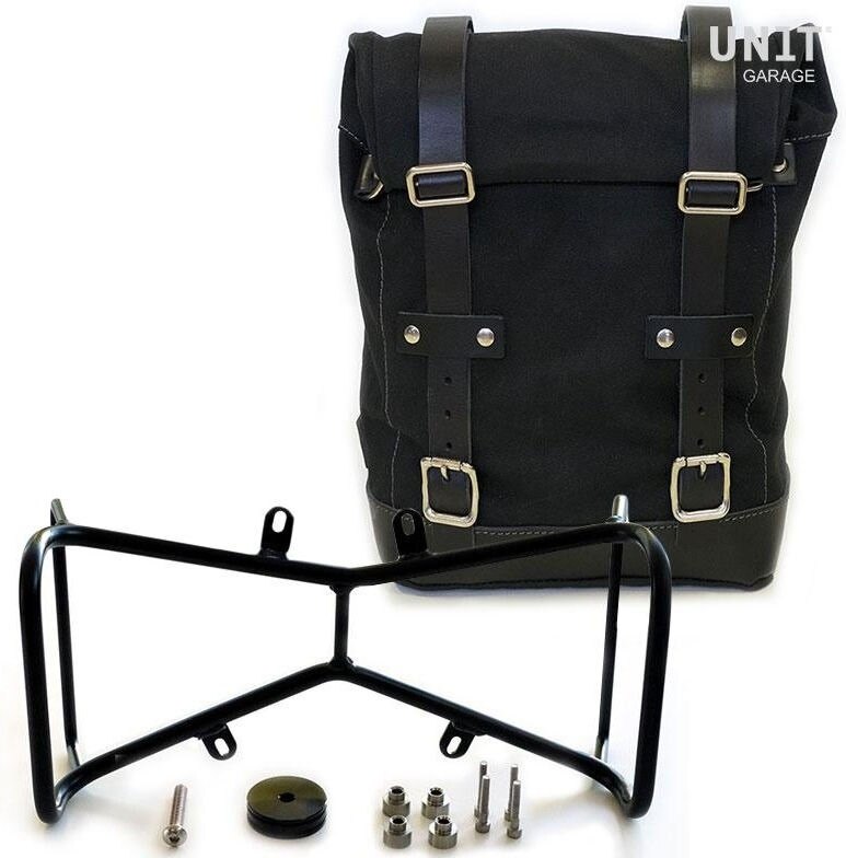 UNIT GARAGE ユニットガレージ Unit Garage Side Pannier Canvas + Symmetrical Double Subframe NineT， Black/Black | U001+1632+A2-Black-Black サイドバッグ 車体用バッグ・ケース