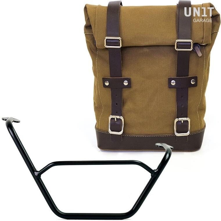 Saddle Bag - UNIT GARAGE ユニットガレージ Unit Garage Side Pannier Canvas + right subframe R1200 GS LC， Beige/Brown | U001+1901DX-Beige-Brown サイドバッグ 車体用バッグ・ケース