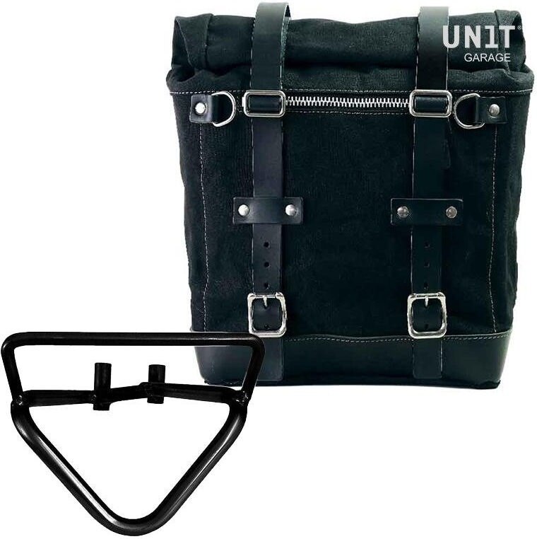 UNIT GARAGE ユニットガレージ Unit Garage Canvas Side Pannier Scram 22L-30L + Right Subframe husqvarna 401 (2020 until now)， Black/Black | U201+3004DX-Black-Black サイドバッグ 車体用バッグ・ケース