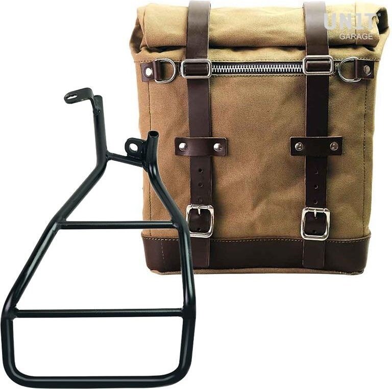 UNIT GARAGE ユニットガレージ Unit Garage Canvas Side Pannier Scram 22L-30L + Right Subframe Sportster S 1250， Beige/Brown | U201+3320DX-Beige-Brown サイドバッグ 車体用バッグ・ケース