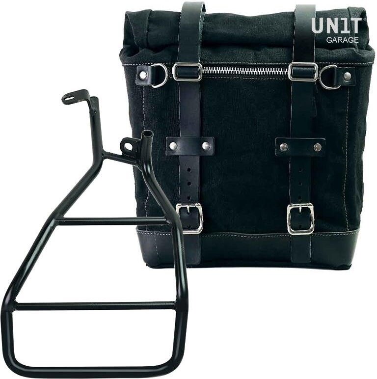 UNIT GARAGE ユニットガレージ Unit Garage Canvas Side Pannier Scram 22L-30L + Right Subframe Sportster S 1250， Black/Black | U201+3320DX-Black-Black サイドバッグ 車体用バッグ・ケース