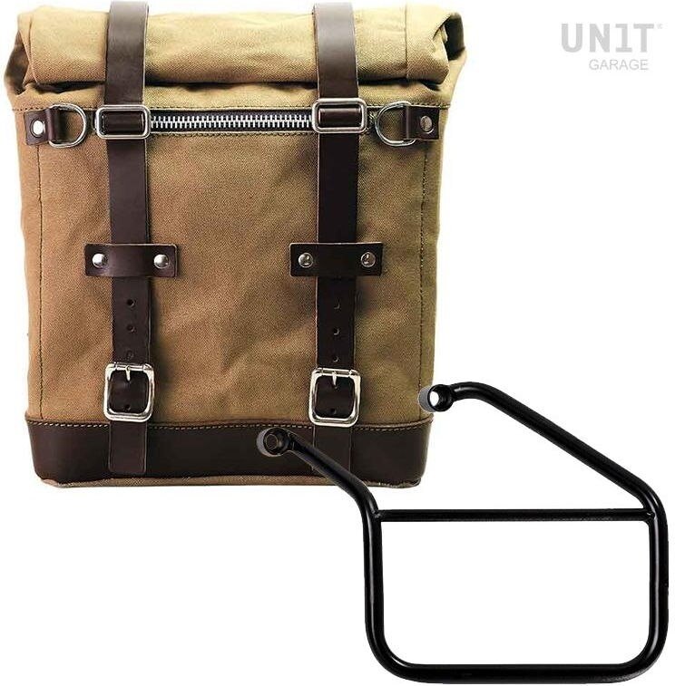 UNIT GARAGE ユニットガレージ Unit Garage Canvas Side Pannier Scram 22L-30L + Left Subframe Triumph Trident 660， Beige/Brown | U201+3500SX-Beige-Brown サイドバッグ 車体用バッグ・ケース