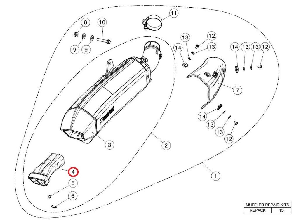 751 cc 〜 - AKRAPOVIC アクラポビッチ 【リペアパーツ】V-TUV165 noise insert NINJA H2 KAWASAKI カワサキ バッフル・インナーサイレンサー マフラー