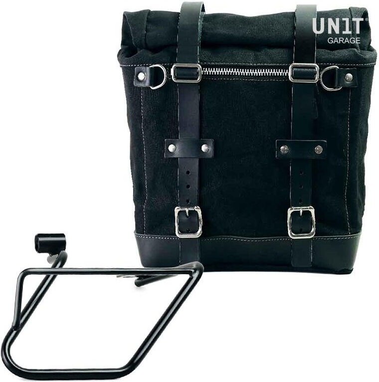 UNIT GARAGE ユニットガレージ Unit Garage Canvas Side Pannier Scram 22L-30L + Right Subframe BMW CE 04， Black/Black | U201+3700DX-Black-Black サイドバッグ 車体用バッグ・ケース