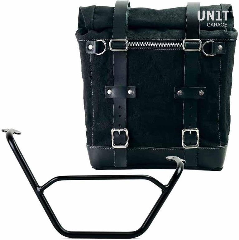 Saddle Bag - UNIT GARAGE ユニットガレージ Unit Garage Canvas Side Pannier Scram 22L-30L + Right subframe R1200 GS LC， Black/Black | U201+1901DX-Black-Black サイドバッグ 車体用バッグ・ケース