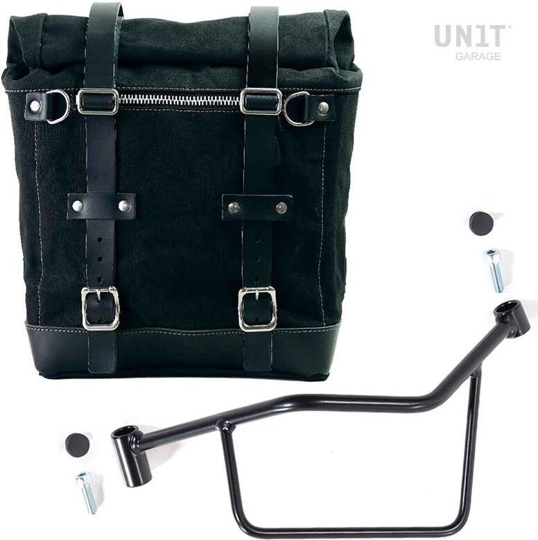 UNIT GARAGE ユニットガレージ Unit Garage Canvas Side Pannier Scram 22L-30L + Left Subframe R 1200 LC， Black/Black | U201+2101SX-Black-Black サイドバッグ 車体用バッグ・ケース