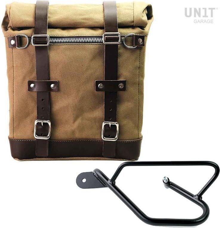 ■詳細説明Article Number：U201-2250SXScram side pannier， extendable from 22 to 30 liters handmadeinItaly in sturdy waterproof cotton of the highest quality.Derived from our classic U001 side pannier， but it is muchlargerand has a removable core in rigid material so the bag keepsitsshape even when empty. With attention to the smallest detailswith3 mm leather finishes， simple and pure like the materialswithwhich it was built. It quickly attaches to our side pannierframewith the quick release system， already included and mounted ontheback of the bag. The quick release is equipped with a lockforlocking on the frame itself. It is big enough to fit a jethelmetinside， and is equipped with a large front pocket withzipaccessible from the outside. To open it it is not necessarytoremove the front buckles but just move them to the side， in averyfast and practical way. To protect and organize your luggage，werecommend using the 18L Khali light multipurpose bag insideColours：Beige canvas with brown leather trimGreen canvas with brown leather trimBlack canvas with brown leather trimBlack canvas with black leather trimHeight 35 cm， extendable in height up to 50 cm， width 32 cm，depth20 cm22L - 30L1，90 kgLeft subrame made of steel treated with a matt black epoxy.Designed to be integrated seamlessly with the rest of thebike，screws are included.Ready to host our quick release system， beautiful and minimalevenwhen the bag is not mounted.It can be used comfortably with the passenger on boardNB： Compatible with Moto Guzzi V9 Bobber： on models with Ohlinsrearshocks with piggy back it is necessary to mount the piggybackfacing the front of the bike.In order to offer you the best we constantly improve ourproductdetails. The images may refer to a previous version.■注意点※取扱説明書が付属する場合は、外国語となります。※輸入商材の為、納期が遅れる場合がございます。あらかじめご了承ください。※メーカー都合により商品の仕様変更がある場合がございます。ご了承ください。　※画像はイメージです。