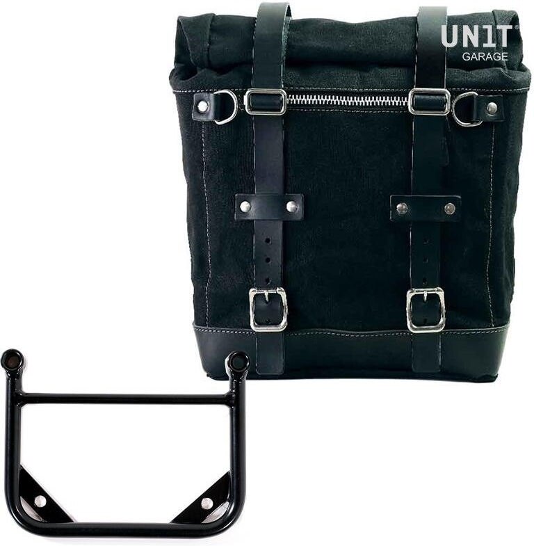 UNIT GARAGE ユニットガレージ Unit Garage Canvas Side Pannier Scram 22L-30L + Universal frame， Black/Black | U201+1006-Black-Black サイドバッグ 車体用バッグ・ケース
