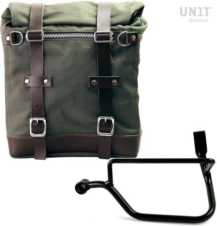 ■詳細説明Article Number：U201-1017SXSide pannier with Left subframeScram side pannier， extendable from 22 to 30 liters handmadeinItaly in sturdy waterproof cotton of the highest quality.Derived from our classic U001 side pannier， but it is muchlargerand has a removable core in rigid material so the bag keepsitsshape even when empty. With attention to the smallest detailswith3 mm leather finishes， simple and pure like the materialswithwhich it was built. It quickly attaches to our side pannierframewith the quick release system， already included and mounted ontheback of the bag. The quick release is equipped with a lockforlocking on the frame itself. It is big enough to fit a jethelmetinside， and is equipped with a large front pocket withzipaccessible from the outside. To open it it is not necessarytoremove the front buckles but just move them to the side， in averyfast and practical way. To protect and organize your luggage，werecommend using the 18L Khali light multipurpose bag insideColours：Beige canvas with brown leather trimGreen canvas with brown leather trimBlack canvas with brown leather trimBlack canvas with black leather trimHeight 35 cm， extendable in height up to 50 cm， width 32 cm，depth20 cm22L - 30L1，90 kgFrame made of steel treated with a matt black epoxy.It is mounted on the left side of the bike. Specially designedtointegrate seamlessly with the rest of the bike. Ready to hostourquick release system， beautiful and minimal even when the bagisnot mounted. It comes complete with screws and can bemountedeasily on the bike in the original configuration， with orwithoutpassenger frame. All accessories are compatible with eachotherexcept when specified otherwise. It can be used comfortablywiththe passenger on board.NB： Compatible with： Street Twin 900 (2016 until now)In order to offer you the best we constantly improve ourproductdetails. The images may refer to a previous version.■注意点※取扱説明書が付属する場合は、外国語となります。※輸入商材の為、納期が遅れる場合がございます。あらかじめご了承ください。※メーカー都合により商品の仕様変更がある場合がございます。ご了承ください。　※画像はイメージです。
