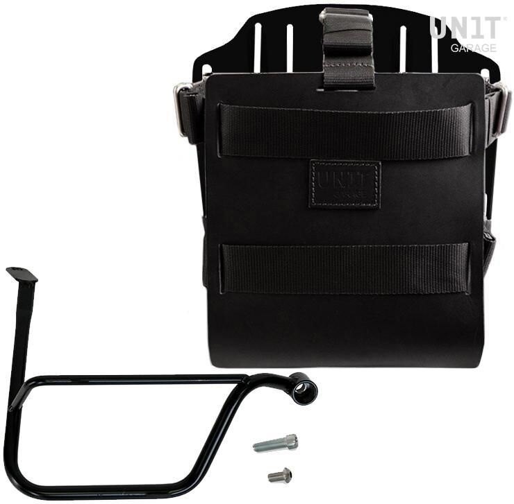 UNIT GARAGE ユニットガレージ Unit Garage Carrying system in aluminum with adjustable leather front， Quick Release System and frame (2016 until now)， Black/Black | U085+U000+1020DX-Black-Black バッグ・ボックス取り付けステー 車体用バッグ・ケース