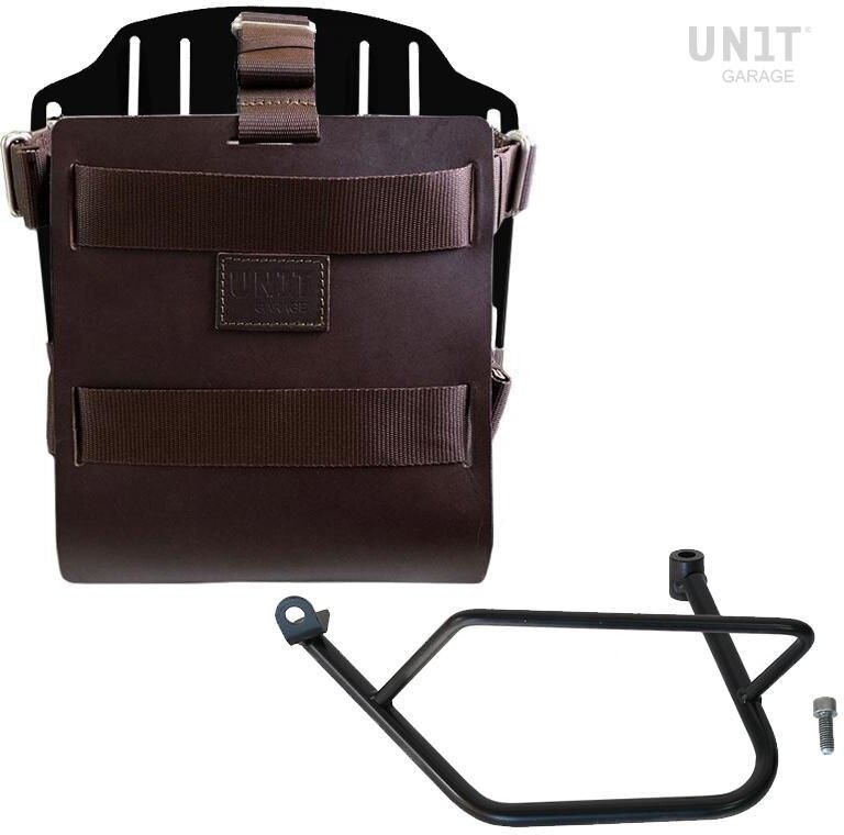 UNIT GARAGE ユニットガレージ Unit Garage Carrying system in aluminum with adjustable leather front， Quick Release System and frame， Brown/Black | U085+U000+1021SX-Brown-Black バッグ・ボックス取り付けステー 車体用バッグ・ケース