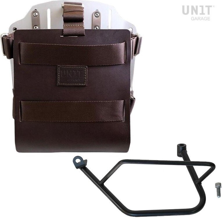 UNIT GARAGE ユニットガレージ Unit Garage Carrying system in aluminum with adjustable leather front， Quick Release System and frame， Brown/Silver | U085+U000+1021SX-Brown-Silver バッグ・ボックス取り付けステー 車体用バッグ・ケース