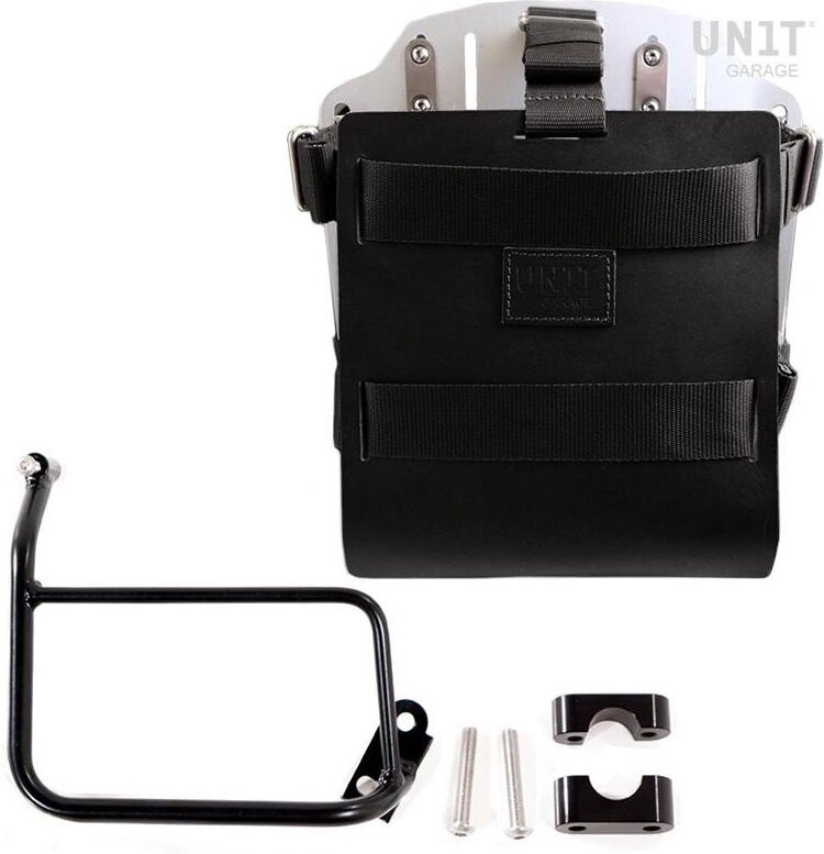 UNIT GARAGE ユニットガレージ Unit Garage Carrying system in aluminum with adjustable leather front， Quick Release System and frame， Black/Silver | U085+U000+1229-Black-Silver バッグ・ボックス取り付けステー 車体用バッグ・ケース