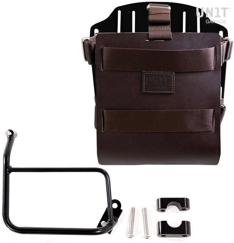 UNIT GARAGE ユニットガレージ Unit Garage Carrying system in aluminum with adjustable leather front， Quick Release System and frame， Brown/Black | U085+U000+1229-Brown-Black バッグ・ボックス取り付けステー 車体用バッグ・ケース