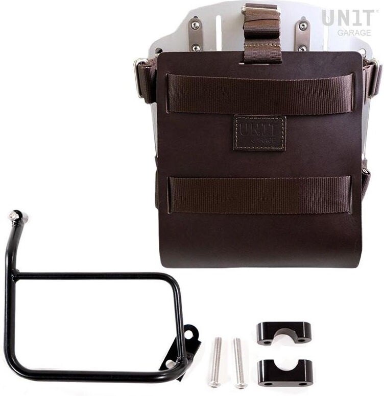 UNIT GARAGE ユニットガレージ Unit Garage Carrying system in aluminum with adjustable leather front， Quick Release System and frame， Brown/Silver | U085+U000+1229-Brown-Silver バッグ・ボックス取り付けステー 車体用バッグ・ケース