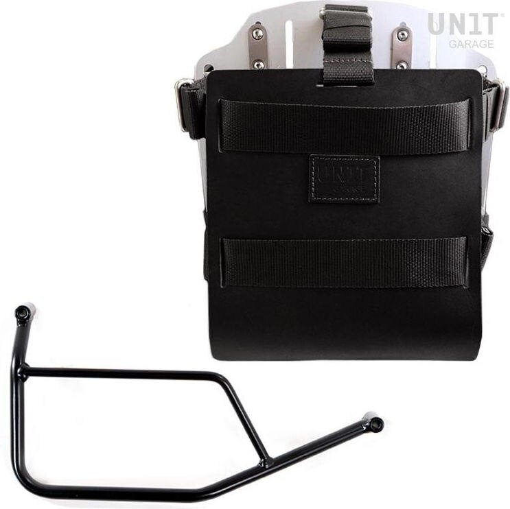 UNIT GARAGE ユニットガレージ Unit Garage Carrying system in aluminum with adjustable leather front， Quick Release System and frame， Black/Silver | U085+U000+1421-Black-Silver バッグ・ボックス取り付けステー 車体用バッグ・ケース