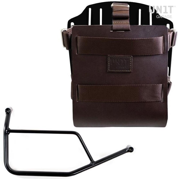 UNIT GARAGE ユニットガレージ Unit Garage Carrying system in aluminum with adjustable leather front， Quick Release System and frame， Brown/Black | U085+U000+1421-Brown-Black バッグ・ボックス取り付けステー 車体用バッグ・ケース