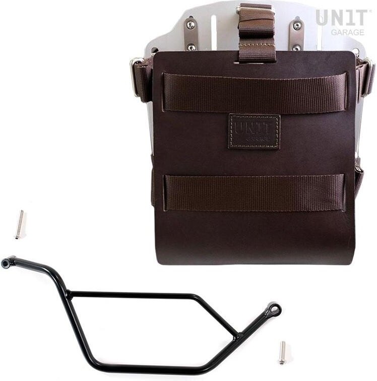 UNIT GARAGE ユニットガレージ Unit Garage Carrying system in aluminum with adjustable leather front， Quick Release System and frame， Brown/Silver | U085+U000+1524DX-Brown-Silver バッグ・ボックス取り付けステー 車体用バッグ・ケース