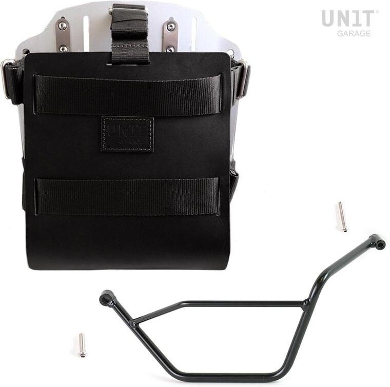 UNIT GARAGE ユニットガレージ Unit Garage Carrying system in aluminum with adjustable leather front， Quick Release System and frame， Black/Silver | U085+U000+1524SX-Black-Silver バッグ・ボックス取り付けステー 車体用バッグ・ケース
