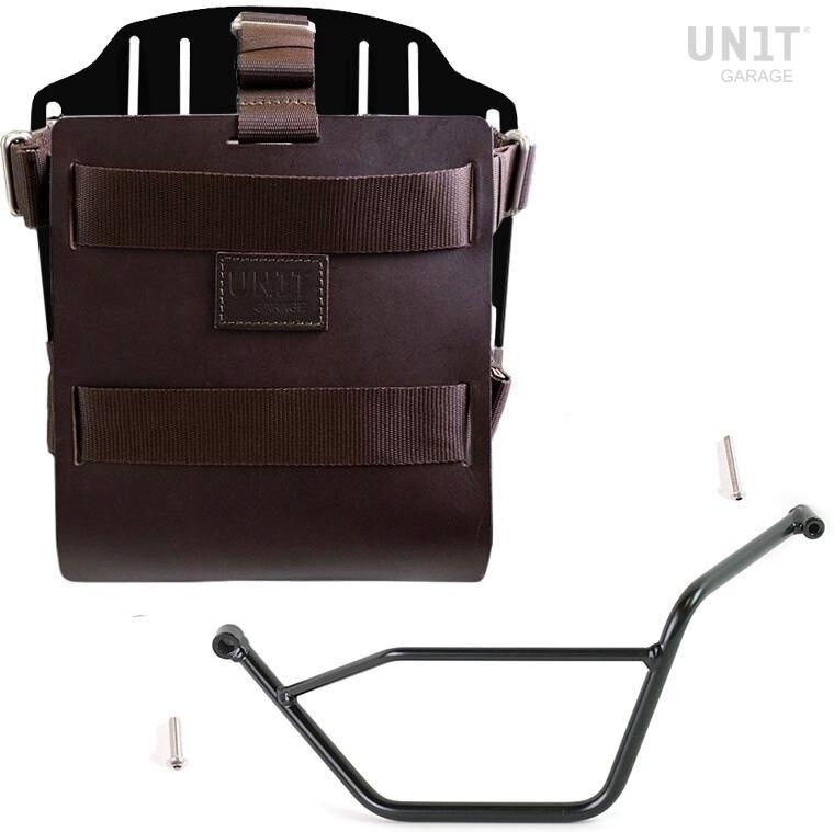 UNIT GARAGE ユニットガレージ Unit Garage Carrying system in aluminum with adjustable leather front， Quick Release System and frame， Brown/Black | U085+U000+1524SX-Brown-Black バッグ・ボックス取り付けステー 車体用バッグ・ケース