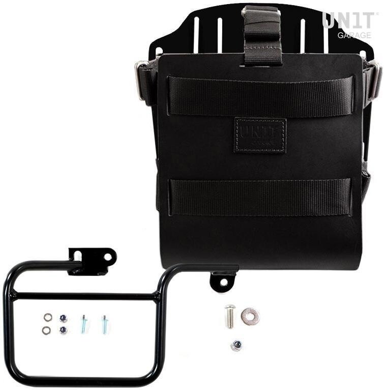UNIT GARAGE ユニットガレージ Unit Garage Carrying system in aluminum with adjustable leather front， Quick Release System and frame (1983-1996)， Black/Black | U085+U000+1806-Black-Black バッグ・ボックス取り付けステー 車体用バッグ・ケース