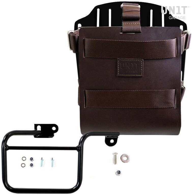 UNIT GARAGE ユニットガレージ Unit Garage Carrying system in aluminum with adjustable leather front， Quick Release System and frame (1983-1996)， Brown/Black | U085+U000+1806-Brown-Black バッグ・ボックス取り付けステー 車体用バッグ・ケース