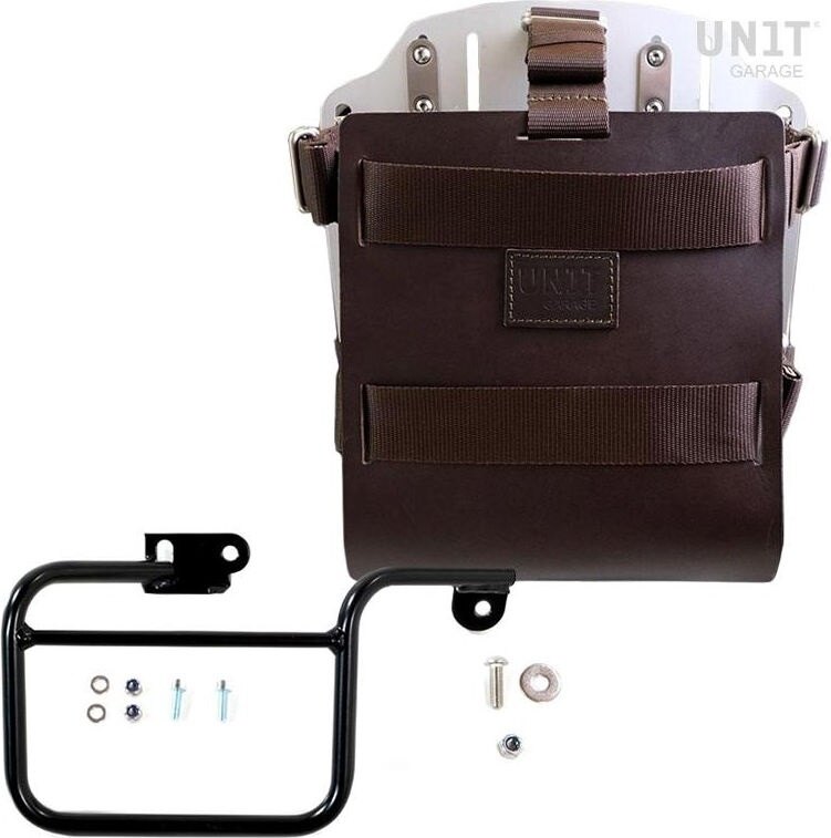 UNIT GARAGE ユニットガレージ Unit Garage Carrying system in aluminum with adjustable leather front， Quick Release System and frame (1983-1996)， Brown/Silver | U085+U000+1806-Brown-Silver バッグ・ボックス取り付けステー 車体用バッグ・ケース