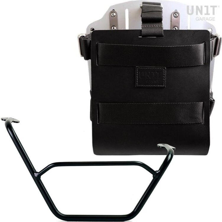 UNIT GARAGE ユニットガレージ Unit Garage Carrying system in aluminum with adjustable leather front， Quick Release System and right frame， Black/Silver | U085+U000+1901DX-Black-Silver バッグ・ボックス取り付けステー 車体用バッグ・ケース