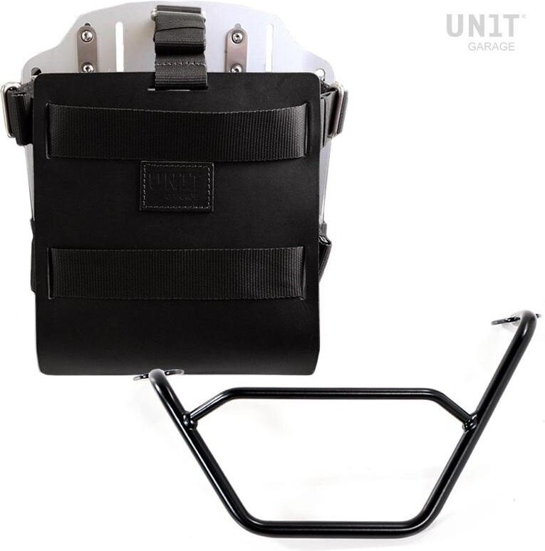UNIT GARAGE ユニットガレージ Unit Garage Carrying system in aluminum with adjustable leather front， Quick Release System and frame， Black/Silver | U085+U000+1901SX-Black-Silver バッグ・ボックス取り付けステー 車体用バッグ・ケース