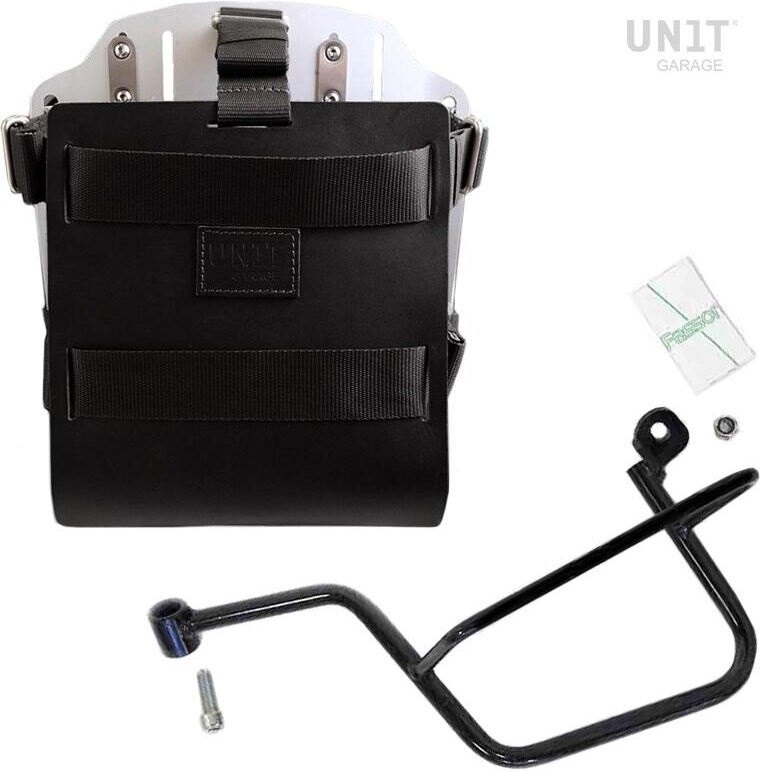 UNIT GARAGE ユニットガレージ Unit Garage Carrying system in aluminum with adjustable leather front， Quick Release System and frame， Black/Silver | U085+U000+2213SX-Black-Silver バッグ・ボックス取り付けステー 車体用バッグ・ケース