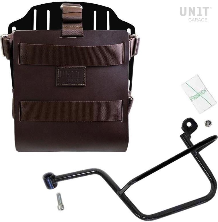 Other - UNIT GARAGE ユニットガレージ Unit Garage Carrying system in aluminum with adjustable leather front， Quick Release System and frame， Brown/Black | U085+U000+2213SX-Brown-Black バッグ・ボックス取り付けステー 車体用バッグ・ケース