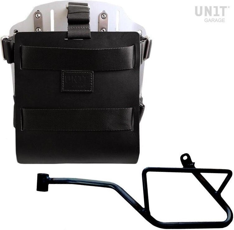 UNIT GARAGE ユニットガレージ Unit Garage Carrying system in aluminum with adjustable leather front， Quick Release System and frame， Black/Silver | U085+U000+2216SX-Black-Silver バッグ・ボックス取り付けステー 車体用バッグ・ケース