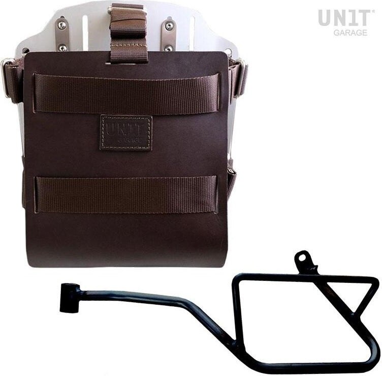 UNIT GARAGE ユニットガレージ Unit Garage Carrying system in aluminum with adjustable leather front， Quick Release System and frame， Brown/Silver | U085+U000+2216SX-Brown-Silver バッグ・ボックス取り付けステー 車体用バッグ・ケース