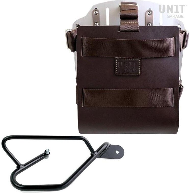 UNIT GARAGE ユニットガレージ Unit Garage Carrying system in aluminum with adjustable leather front， Quick Release System and frame (2016 until now)， Brown/Silver | U085+U000+2250DX-Brown-Silver バッグ・ボックス取り付けステー 車体用バッグ・ケース