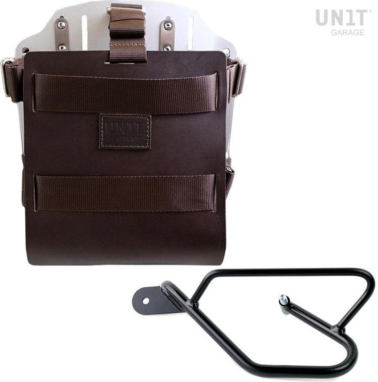 UNIT GARAGE ユニットガレージ Unit Garage Carrying system in aluminum with adjustable leather front， Quick Release System and frame (2016 until now)， Brown/Silver | U085+U000+2250SX-Brown-Silver バッグ・ボックス取り付けステー 車体用バッグ・ケース