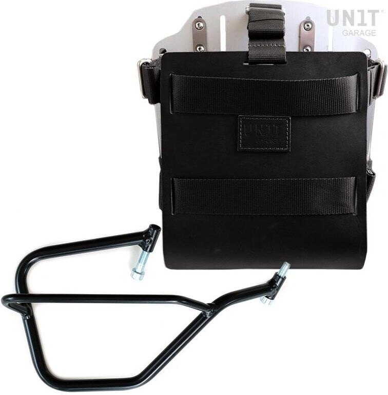 UNIT GARAGE ユニットガレージ Unit Garage Carrying system in aluminum with adjustable leather front， Quick Release System and frame， Black/Silver | U085+U000+2504DX-Black-Silver バッグ・ボックス取り付けステー 車体用バッグ・ケース