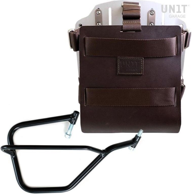 UNIT GARAGE ユニットガレージ Unit Garage Carrying system in aluminum with adjustable leather front， Quick Release System and frame， Brown/Silver | U085+U000+2504DX-Brown-Silver バッグ・ボックス取り付けステー 車体用バッグ・ケース