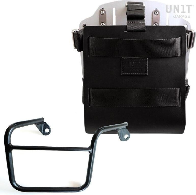 UNIT GARAGE ユニットガレージ Unit Garage Carrying system in aluminum with adjustable leather front， Quick Release System and frame， Black/Silver | U085+U000+2600DX-Black-Silver バッグ・ボックス取り付けステー 車体用バッグ・ケース