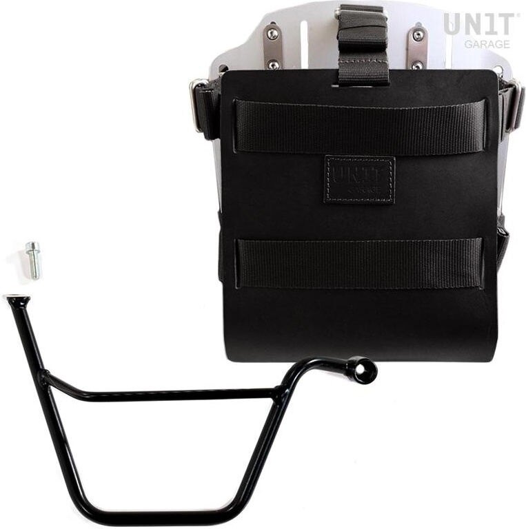 UNIT GARAGE ユニットガレージ Unit Garage Carrying system in aluminum with adjustable leather front， Quick Release System and frame (2001-2016)， Black/Silver | U085+U000+1005DX-Black-Silver バッグ・ボックス取り付けステー 車体用バッグ・ケース
