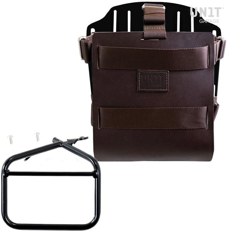 UNIT GARAGE ユニットガレージ Unit Garage Carrying system in aluminum with adjustable leather front， Quick Release System and frame， Brown/Black | U085+U000+1007-Brown-Black バッグ・ボックス取り付けステー 車体用バッグ・ケース