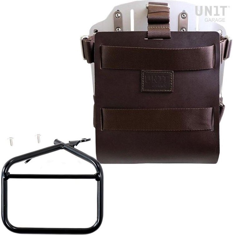 UNIT GARAGE ユニットガレージ Unit Garage Carrying system in aluminum with adjustable leather front， Quick Release System and frame， Brown/Silver | U085+U000+1007-Brown-Silver バッグ・ボックス取り付けステー 車体用バッグ・ケース