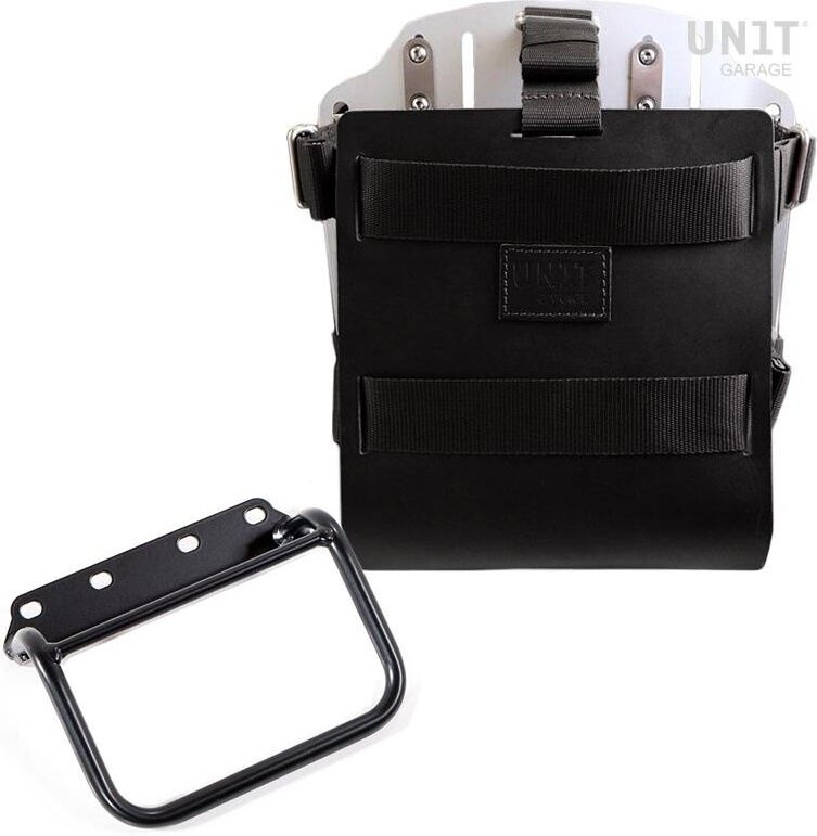 UNIT GARAGE ユニットガレージ Unit Garage Carrying system in aluminum with adjustable leather front， Quick Release System and frame， Black/Silver | U085+U000+1008-Black-Silver バッグ・ボックス取り付けステー 車体用バッグ・ケース