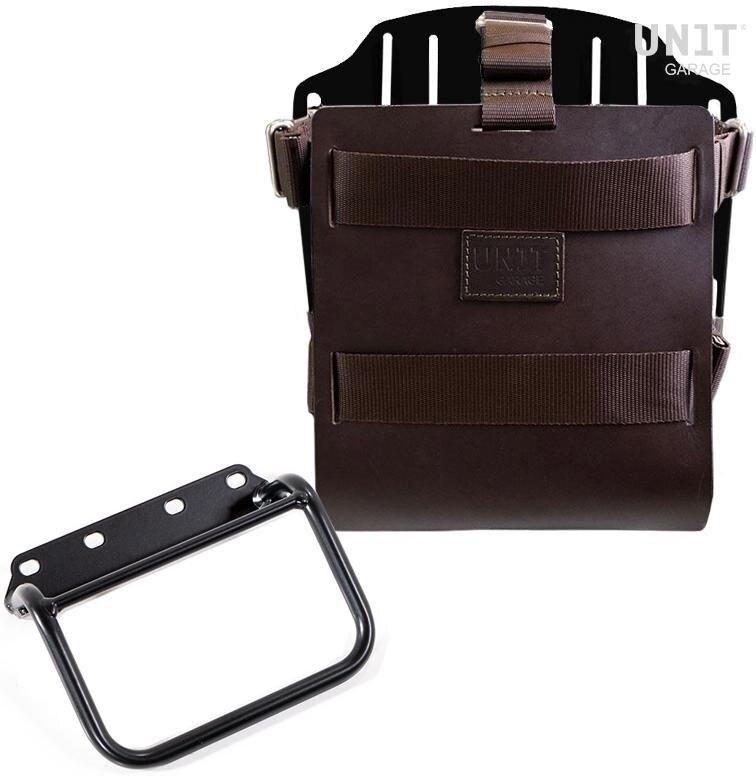 UNIT GARAGE ユニットガレージ Unit Garage Carrying system in aluminum with adjustable leather front， Quick Release System and frame， Brown/Black | U085+U000+1008-Brown-Black バッグ・ボックス取り付けステー 車体用バッグ・ケース