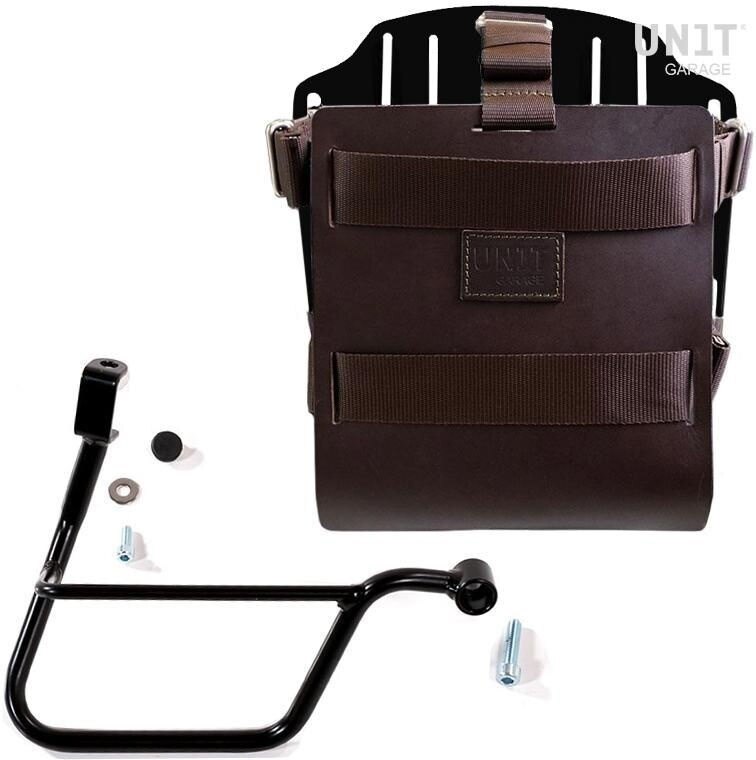 UNIT GARAGE ユニットガレージ Unit Garage Carrying system in aluminum with adjustable leather front， Quick Release System and frame (2016 until now)， Brown/Black | U085+U000+1011DX-Brown-Black バッグ・ボックス取り付けステー 車体用バッグ・ケース