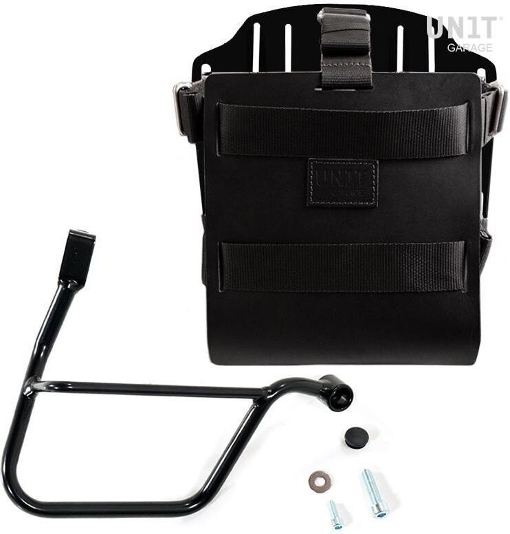 UNIT GARAGE ユニットガレージ Unit Garage Carrying system in aluminum with adjustable leather front， Quick Release System and frame (2016 until now)， Black/Black | U085+U000+1013DX-Black-Black バッグ・ボックス取り付けステー 車体用バッグ・ケース